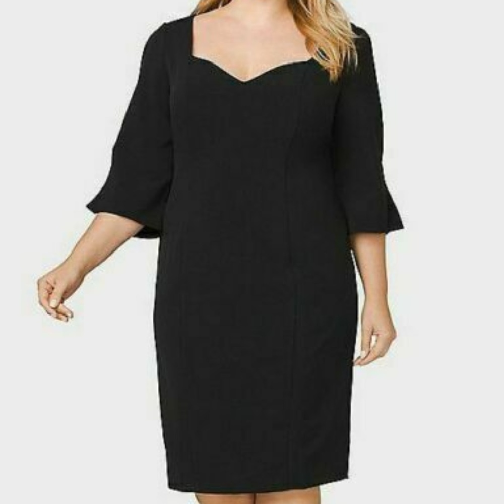 Ashley Graham Beyond Black Split Sleeve Dress